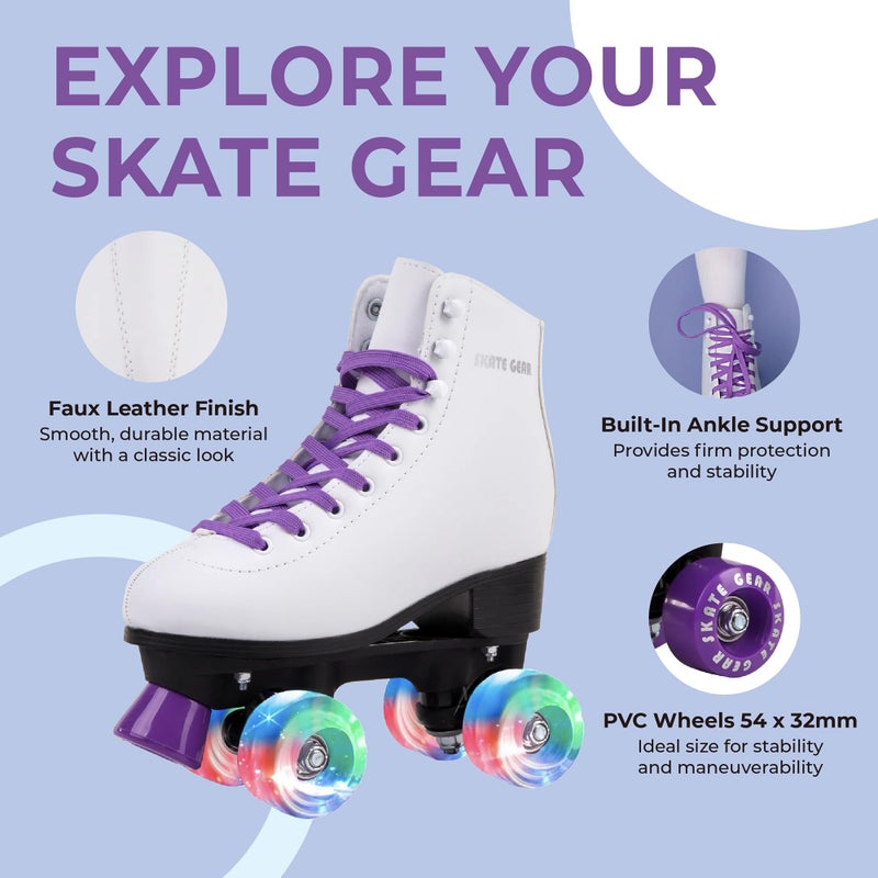 Skate Gear زلاجات رباعية للدعم الإضافي للأطفال والبالغين (أرجواني، شباب 2) - Image 3